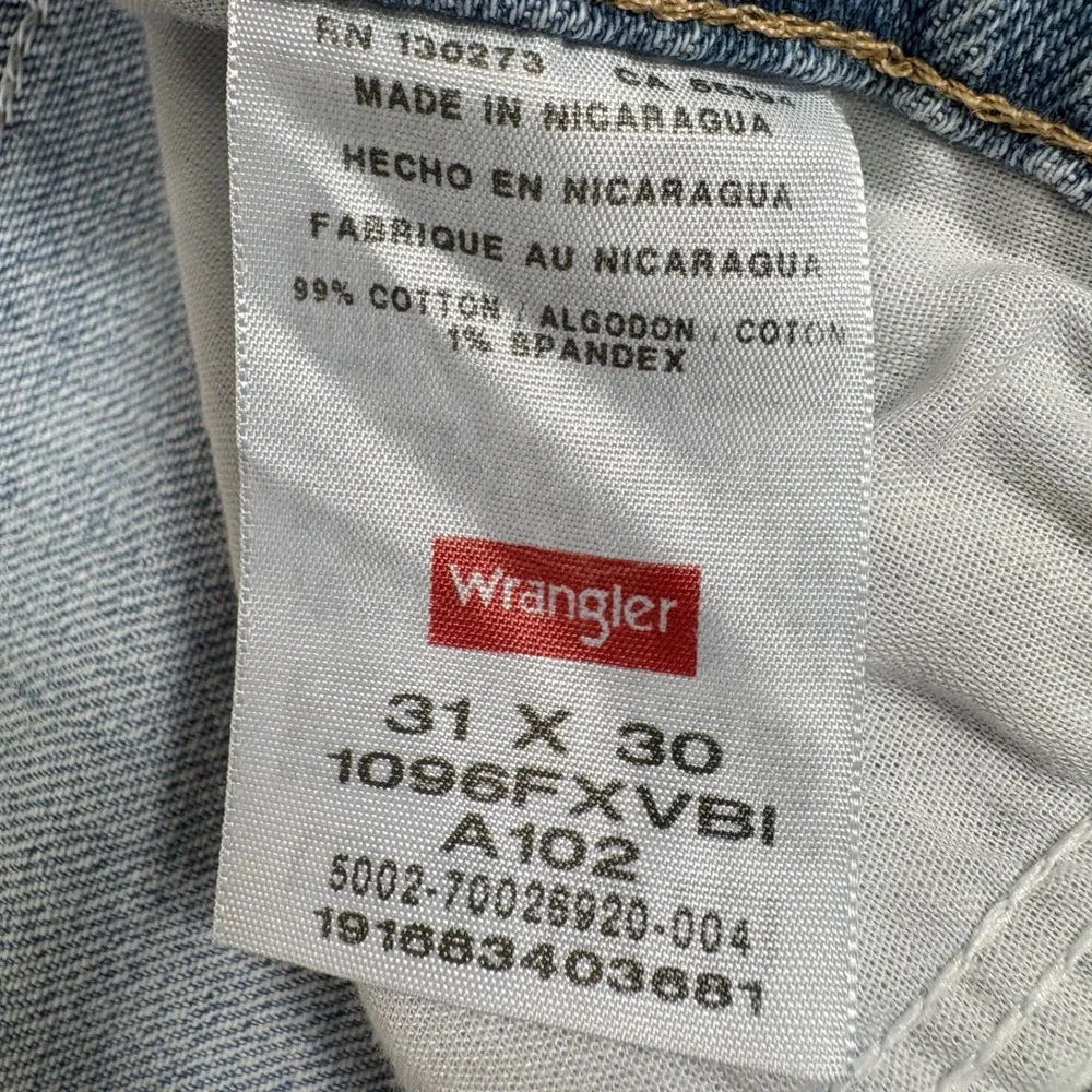 Wrangler Jeans Mens 31x30 Light Wash NEW Custom Cow Print Pockets Western Indie
